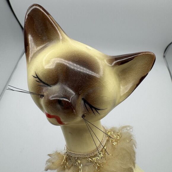 Vintage 1950s MCM Fancy Siamese Kitty Figurine Made In Japan - Picture 7 of 16
